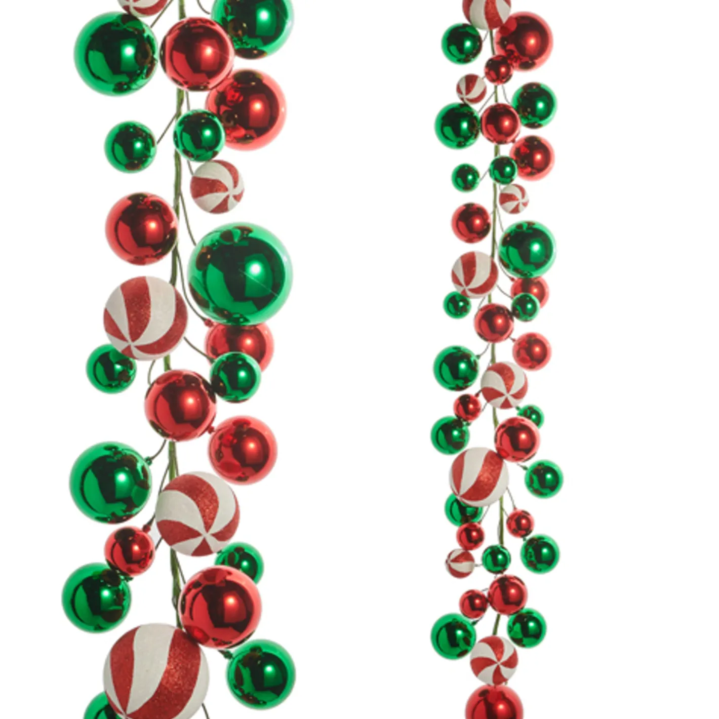 Raz Imports Raz 4' Red, Green, and Peppermint Ball Garland G4532778 Clearance