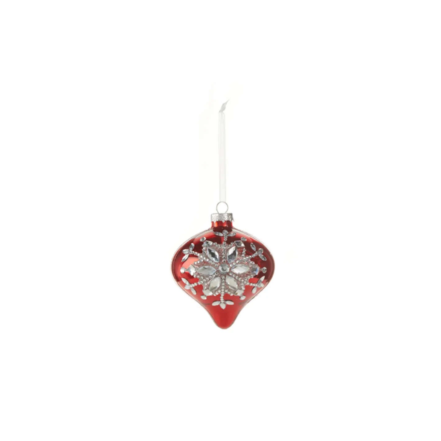 Raz Imports Raz 4" Red Jeweled Snowflake Glass Christmas Ornament 4324540