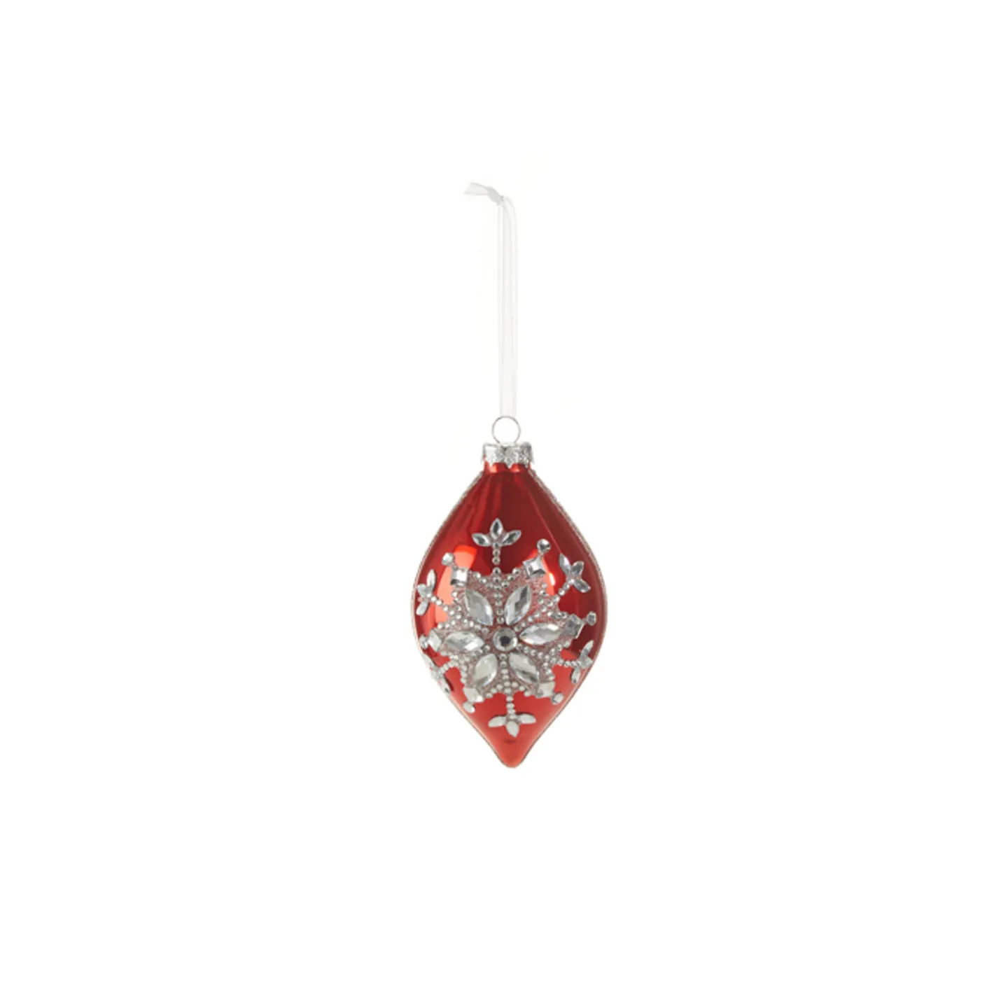 Raz Imports Raz 4" Red Jeweled Snowflake Glass Christmas Ornament 4324540