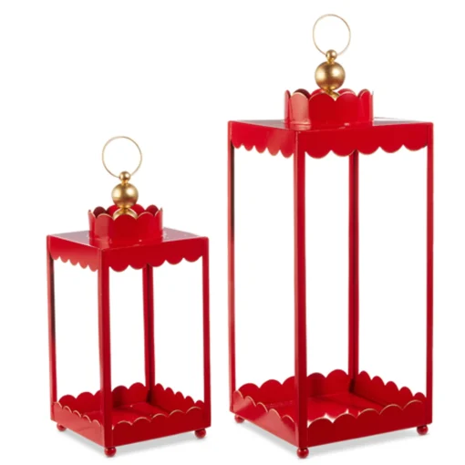 Raz Imports Raz 19.75" Red Scalloped Lantern Set Christmas Decoration 4559153 New