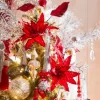 Raz Imports Raz 26" Red Tinsel Edge Poinsettia Stem Christmas Tree Accessory F4322742 Discount