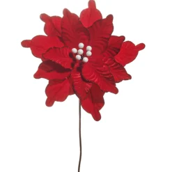 Raz Imports Raz 22" Red Velvet Poinsettia Stem Christmas Tree Accessory F4531000 Outlet
