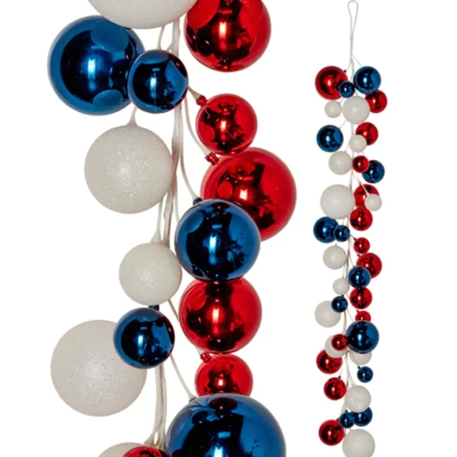 Raz Imports Raz 4' Red, White, and Blue Ball Garland G4532752