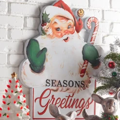 Raz Imports Raz 25.25" Retro Santa Metal Christmas Sign 4457275 New