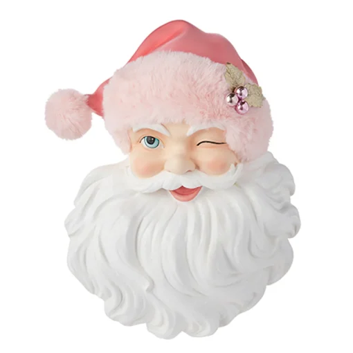 Raz Imports Raz 17" Santa Face with Pink Hat Christmas Wall Decoration 4210233 Hot