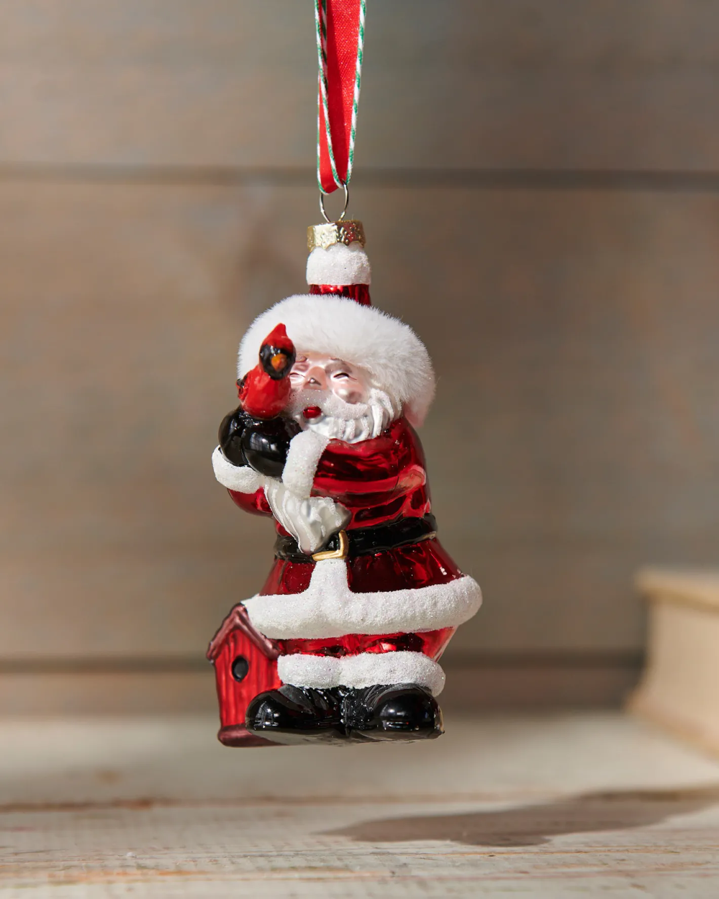 Raz Imports Raz 4" Santa Holding Cardinal Glass Christmas Ornament 4524940 Outlet