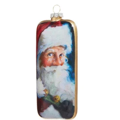 Raz Imports Raz 6" Santa Portrait Glass Christmas Ornament 4324617 New