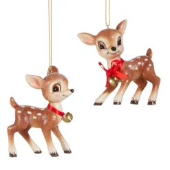 Raz Imports Raz 3.25" Set of 2 Cutesy Deer with Bell Christmas Ornament 4520057 Sale