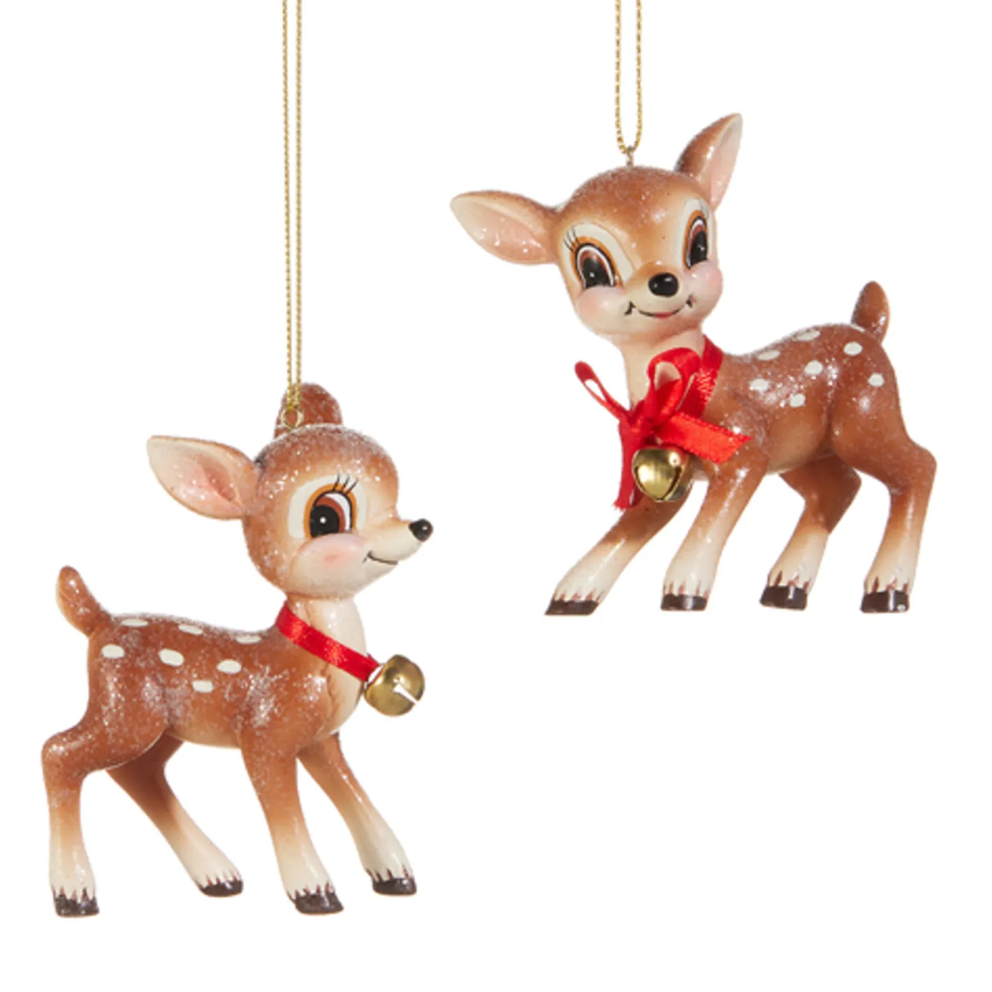 Raz Imports Raz 3.25" Set of 2 Cutesy Deer with Bell Christmas Ornament 4520057 Sale
