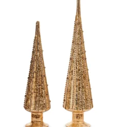 Raz Imports Raz 18" Set of 2 Gold Beaded Trees Christmas Decoration 4524510 New