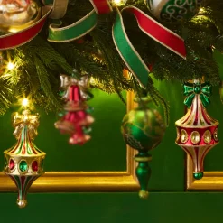 Raz Imports Raz 6" Set of 2 Green Fairground Finial Glass Christmas Ornament 4524846 Online