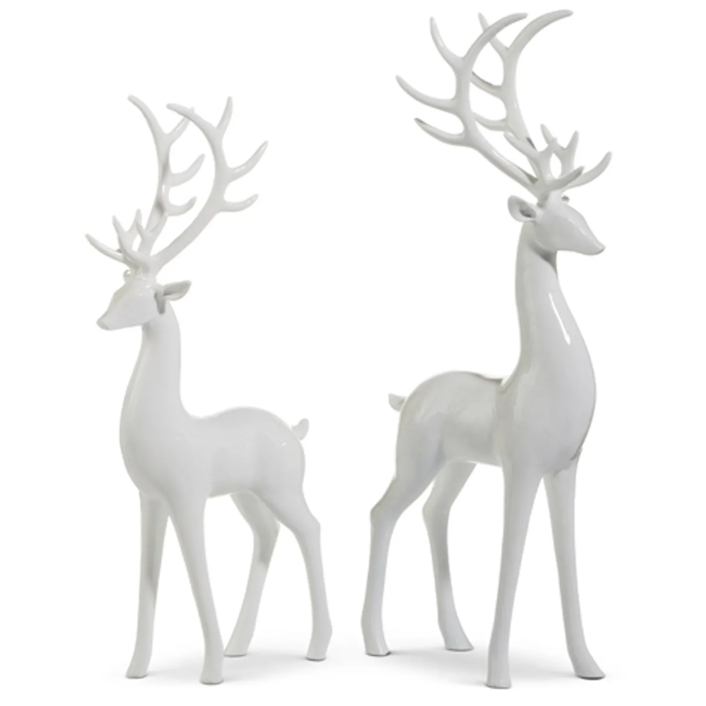 Raz Imports Raz 16.75" Set of 2 High Shine White Deer Christmas Figure 4512217