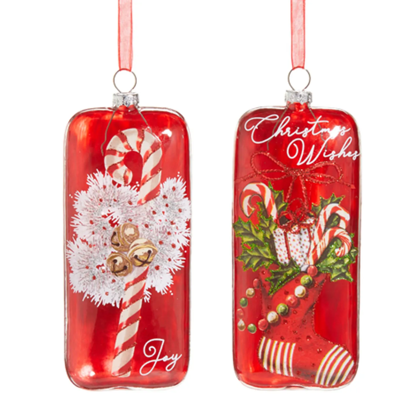 Raz Imports Raz 5.5" Set of 2 Magic Of Christmas Rectangle Glass Christmas Ornament 4525039 Sale