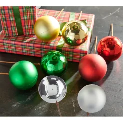 Raz Imports Raz 12" Set of 2 Red, Gold, Silver or Green Ball Ornament Christmas Tree Pick New