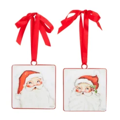 Raz Imports Raz 4" Set of 2 Santa Face Disc Christmas Ornament 4321321 Sale