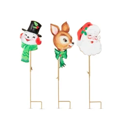 Raz Imports Raz 25.5" Set of 3 Sparkle Holiday Christmas Character Yard Stake 4536666