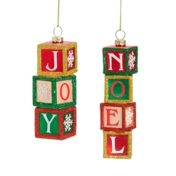 Raz Imports Raz 5" Set of 2 Stacked Block Christmas Ornament 4524859 Online
