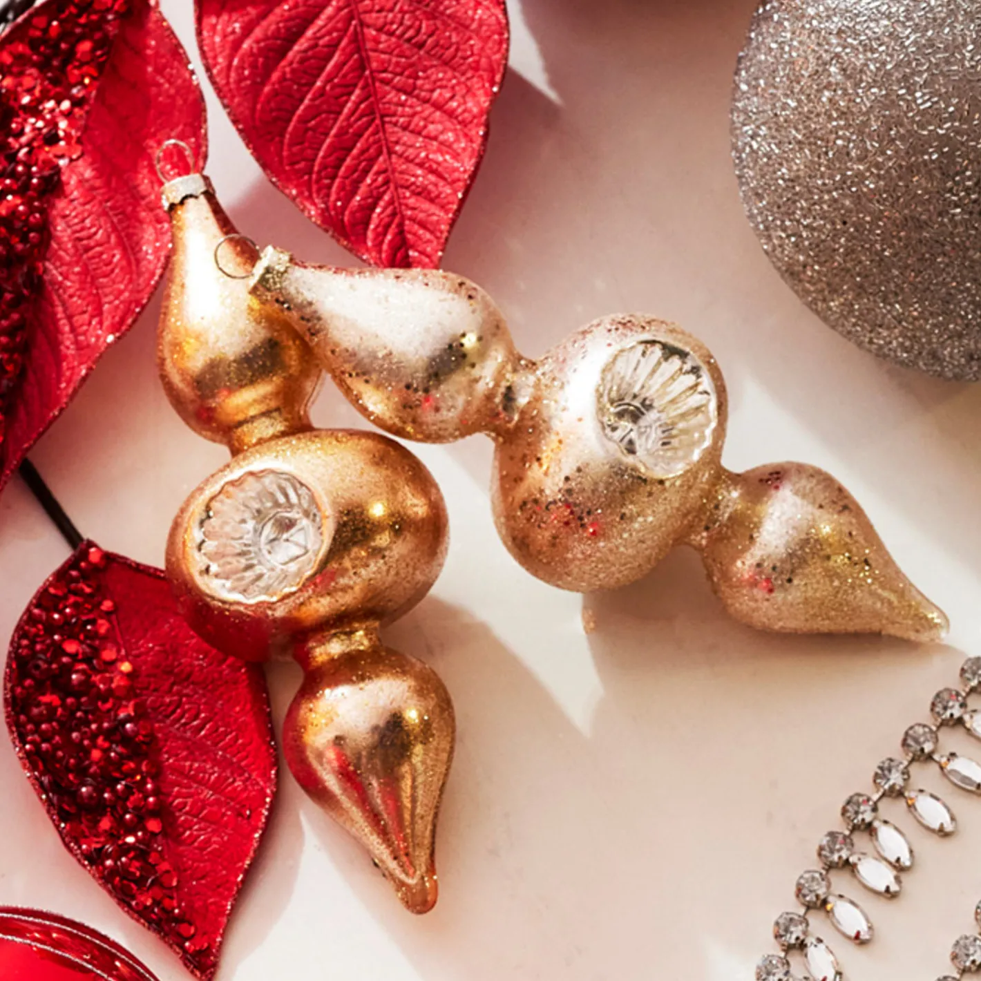 Raz Imports Raz 8" Silver and Gold Reflector Finial Glass Christmas Ornament 4324535 Outlet