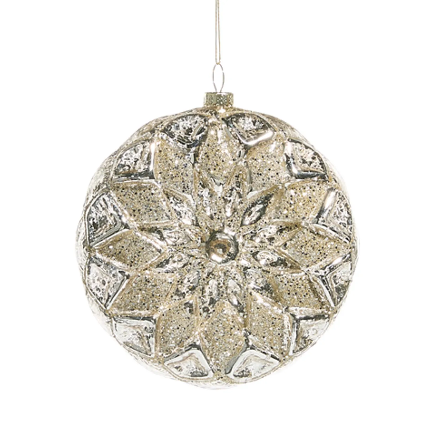 Raz Imports Raz 4.75" Silver Glitter Disc Glass Christmas Ornament 4524991 Hot