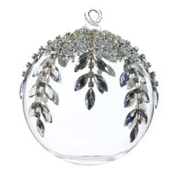 Raz Imports Raz 5" Silver Jeweled Clear Glass Ball Christmas Ornament 4424523 New