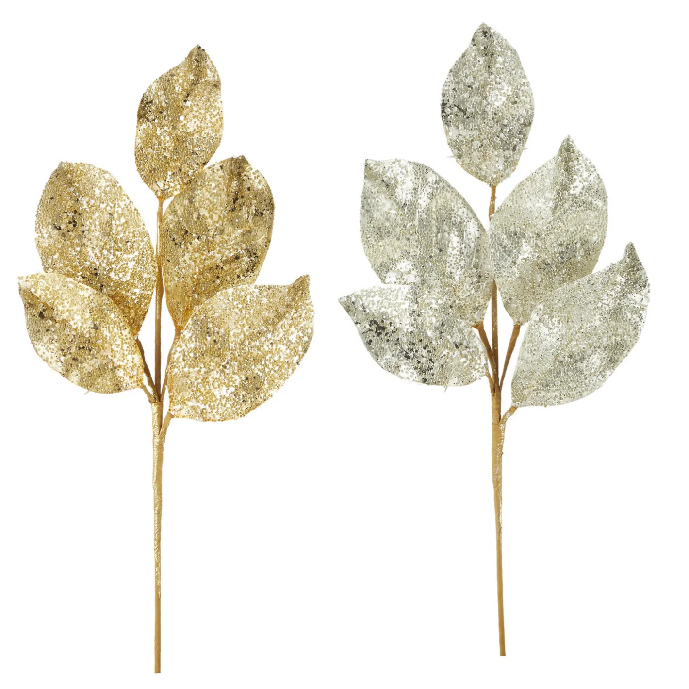 Raz Imports Raz 24" Silver or Gold Beaded Metallic Leaf Christmas Spray F4106650 Hot