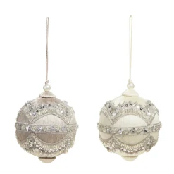 Raz Imports Raz 4" Silver or Ivory Jewel and Wrapped Thread Ball Christmas Ornament 4327325 Hot