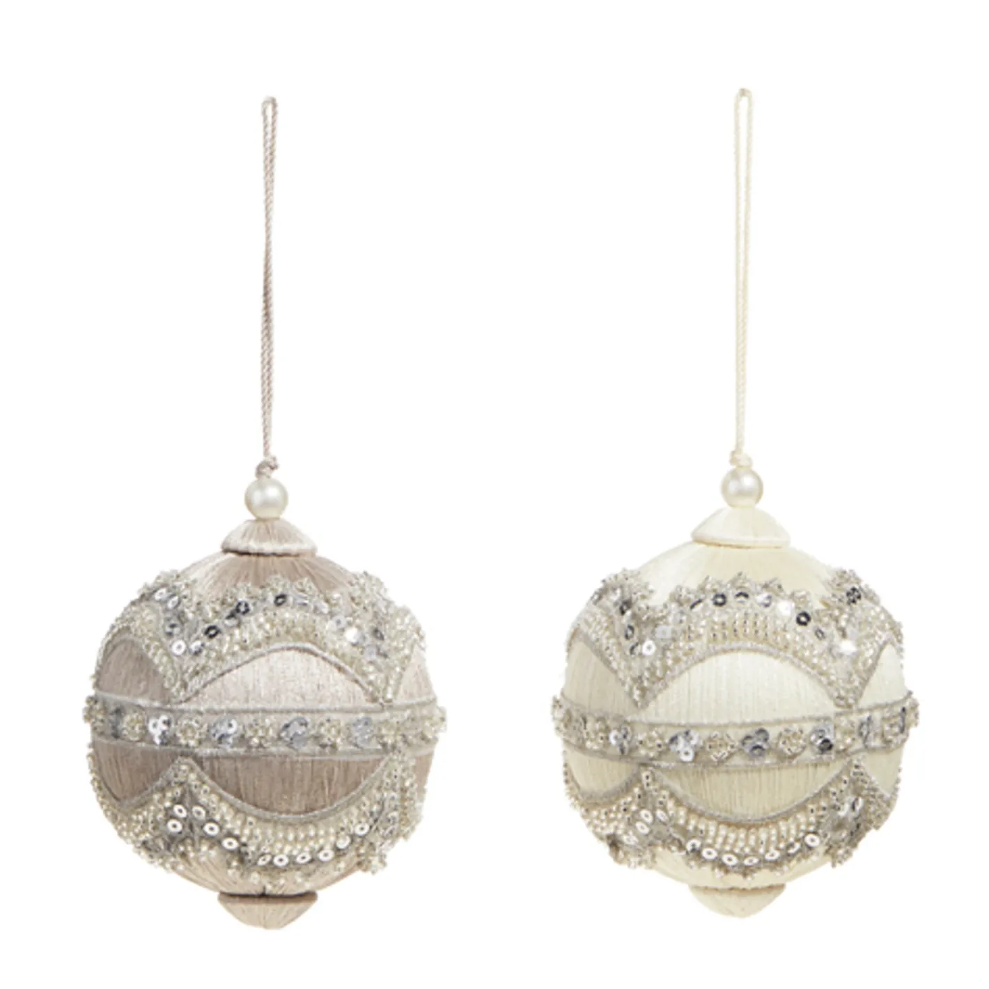 Raz Imports Raz 4" Silver or Ivory Jewel and Wrapped Thread Ball Christmas Ornament 4327325 Hot