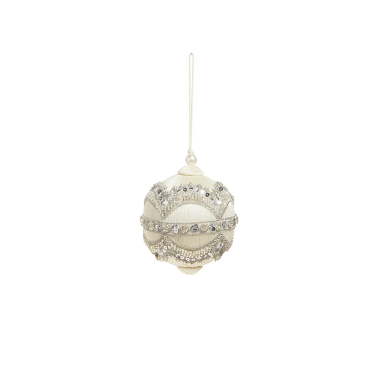 Raz Imports Raz 4" Silver or Ivory Jewel and Wrapped Thread Ball Christmas Ornament 4327325 Hot