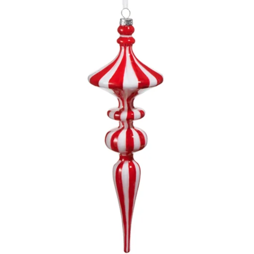 Raz Imports Raz 11.5" Striped Finial Glass Christmas Ornament 4524571 Hot