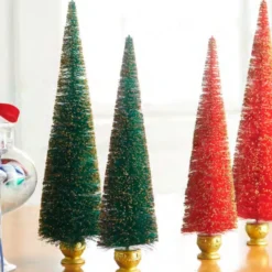 Raz Imports Raz 17" Teal and Gold Bottle Brush Tree with Gold Base Christmas Decoration 4516220 New