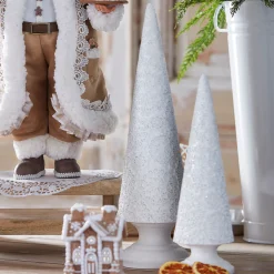 Raz Imports Raz 16.5" Textured White Cone Tree Set of 2 Christmas Decoration 4412130 Clearance