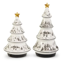 Raz Imports Raz 12" Through the Woods Ceramic Christmas Trees Set of 2 4510470 Best