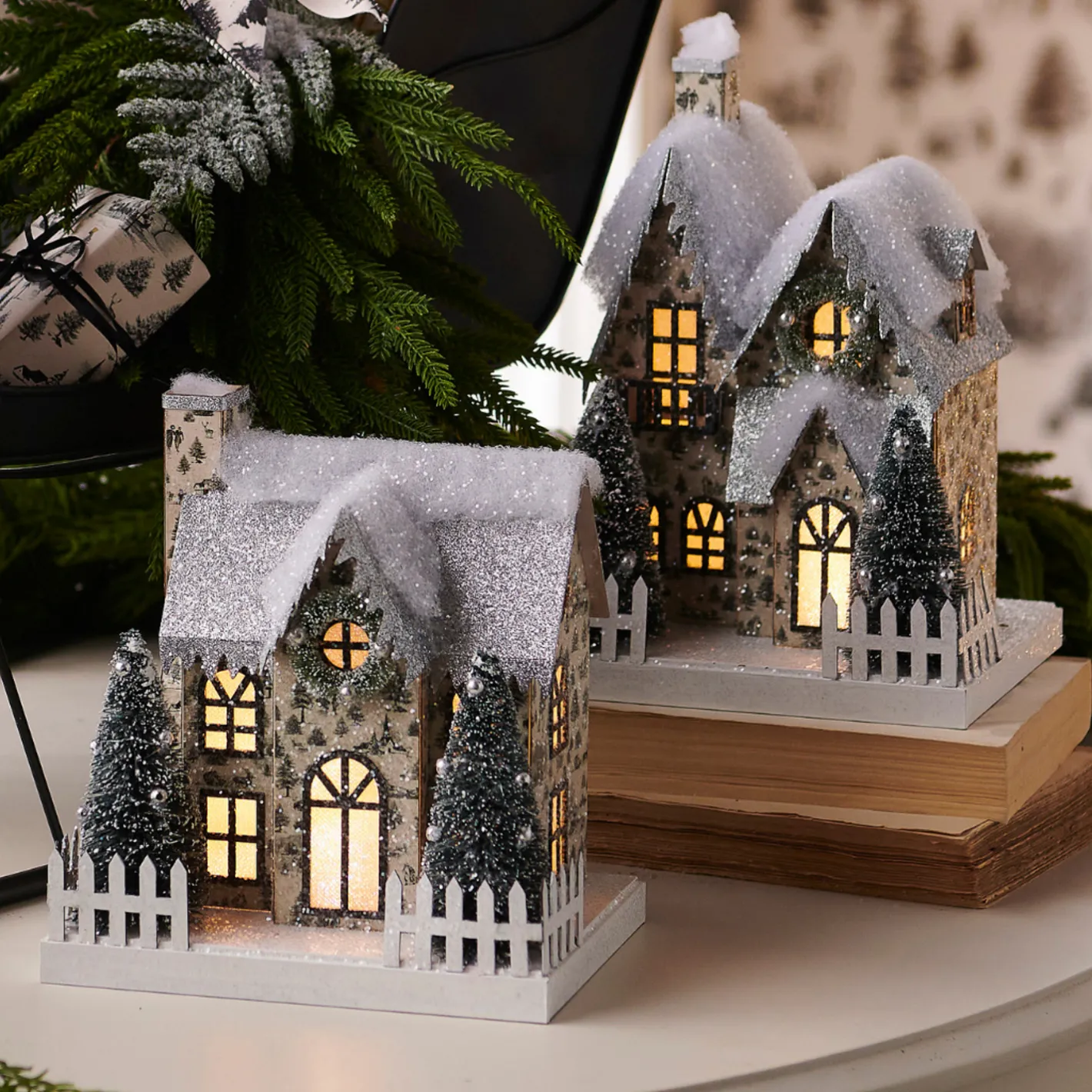 Raz Imports Raz 9" Through the Woods Lighted Paper House Christmas Decoration 4515560 Online