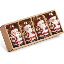 Raz Imports Raz 3" Tinsel Santa Glass Christmas Ornament Box of 4 4422899 Hot