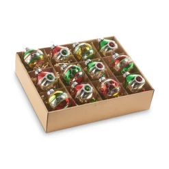 Raz Imports Raz 3.25" Vintage Glass Christmas Ornament Set Box of 12 4320850 Clearance