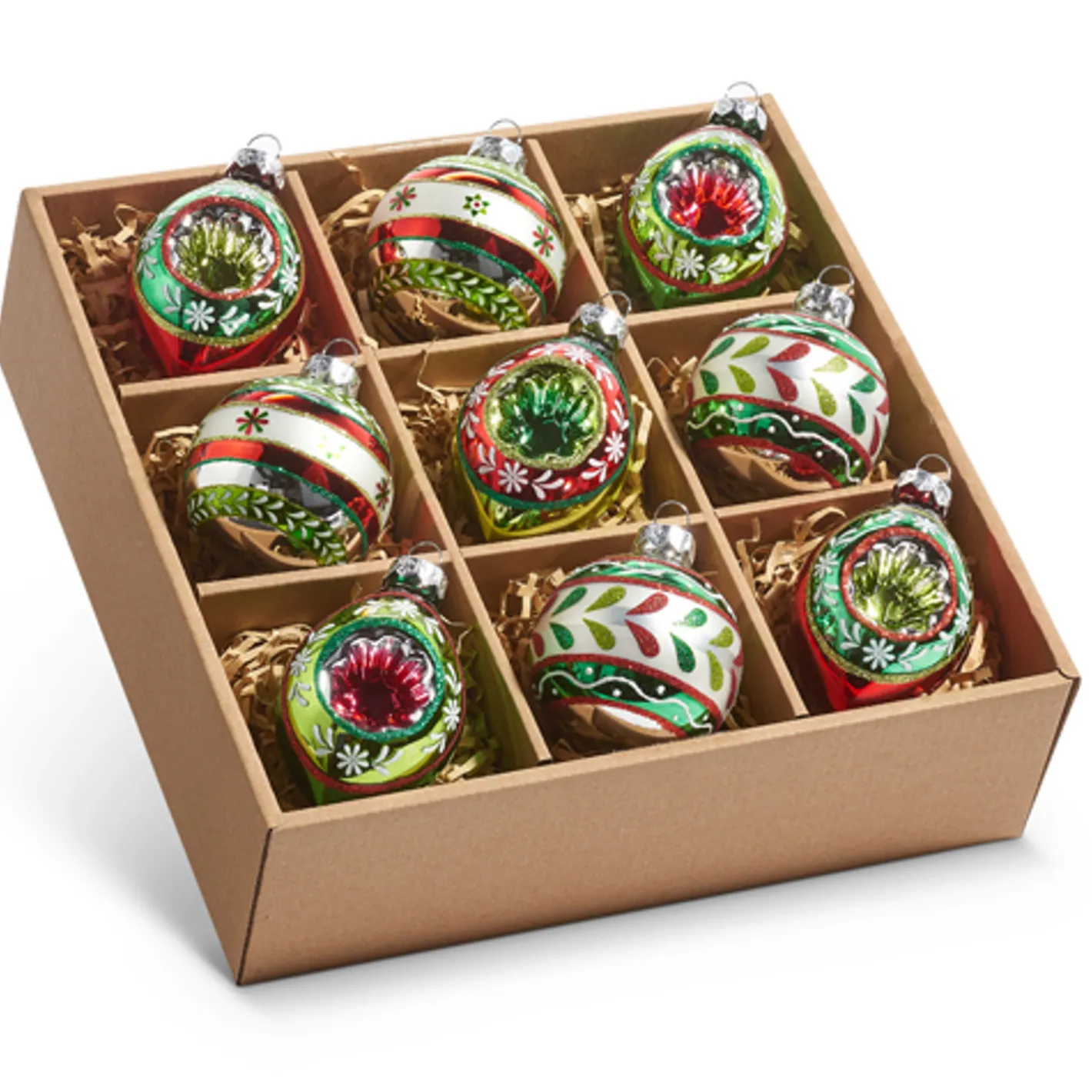 Raz Imports Raz 3.5" Vintage Inspired Glass Ball, Final and Reflector Christmas Ornaments Box of 9 4420864 Best