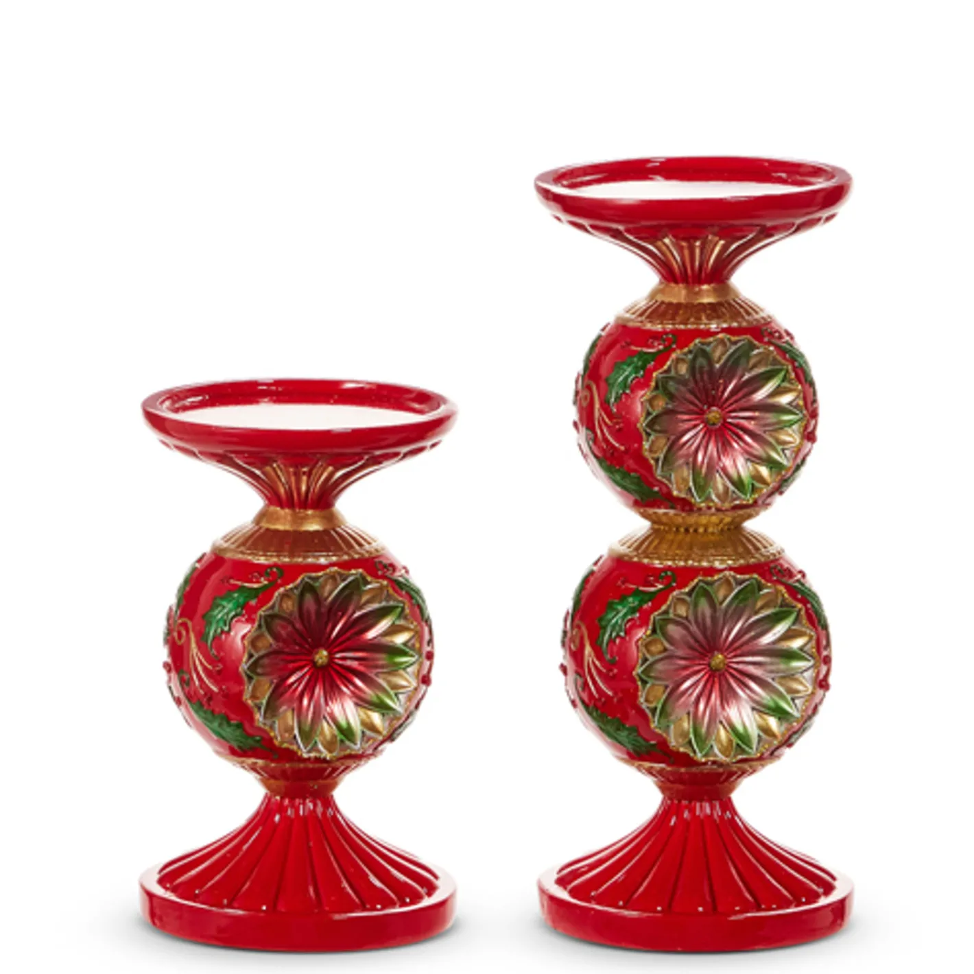 Raz Imports Raz 10" Vintage Red and Green Candle Holder Christmas Decoration 4530526 New