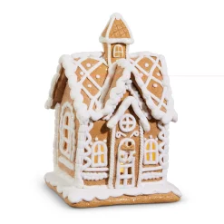Raz Imports Raz 7.75" White and Brown Lighted Gingerbread House 4416148 Clearance