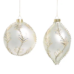 Raz Imports Raz 5" White and Gold Leaf Glass Christmas Ornament 4524982 Best