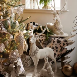 Raz Imports Raz 18" White Deer with Holly Wreath Christmas Figures Set of 2 4511395 Best