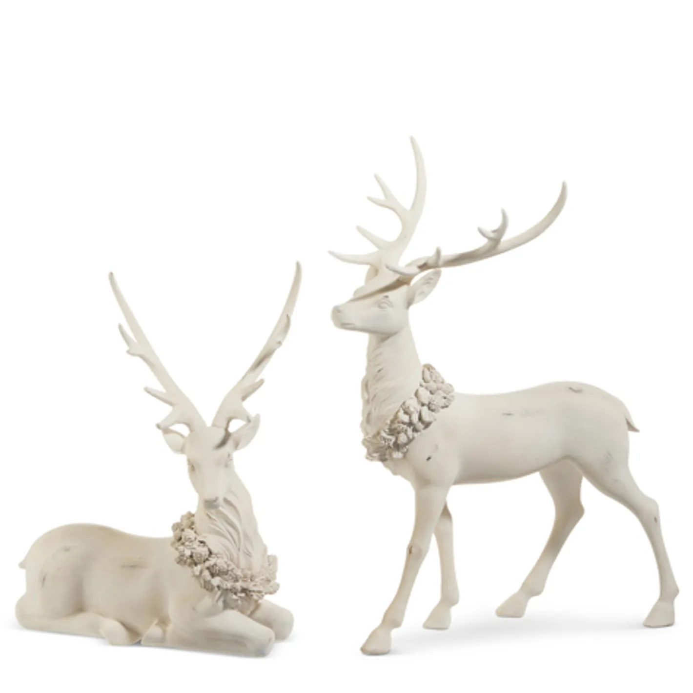 Raz Imports Raz 18" White Deer with Holly Wreath Christmas Figures Set of 2 4511395 Best