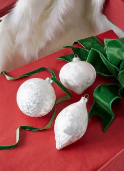 Raz Imports Raz 4" White Matte Crackle Glass Christmas Ornament 4322857 Outlet