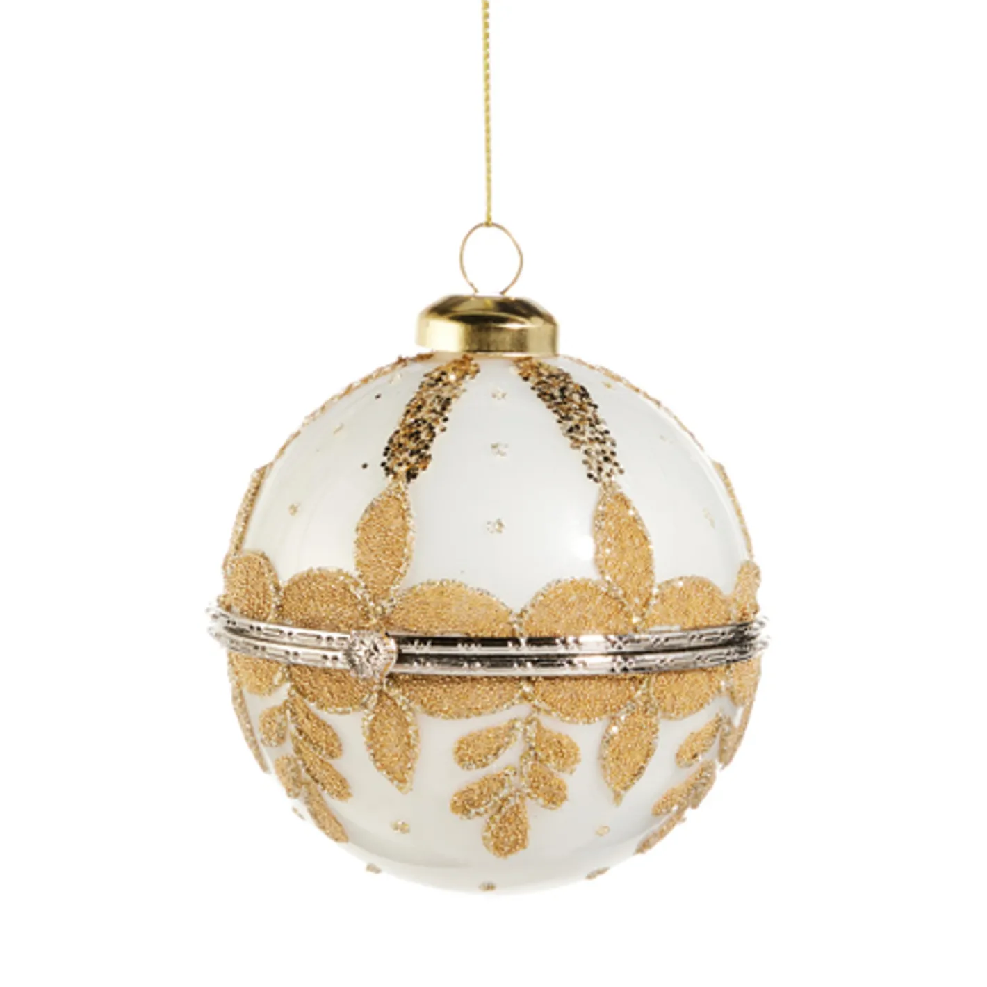 Raz Imports Raz 4" White or Champagne Round Jewelry Box Glass Christmas Ornament Hot