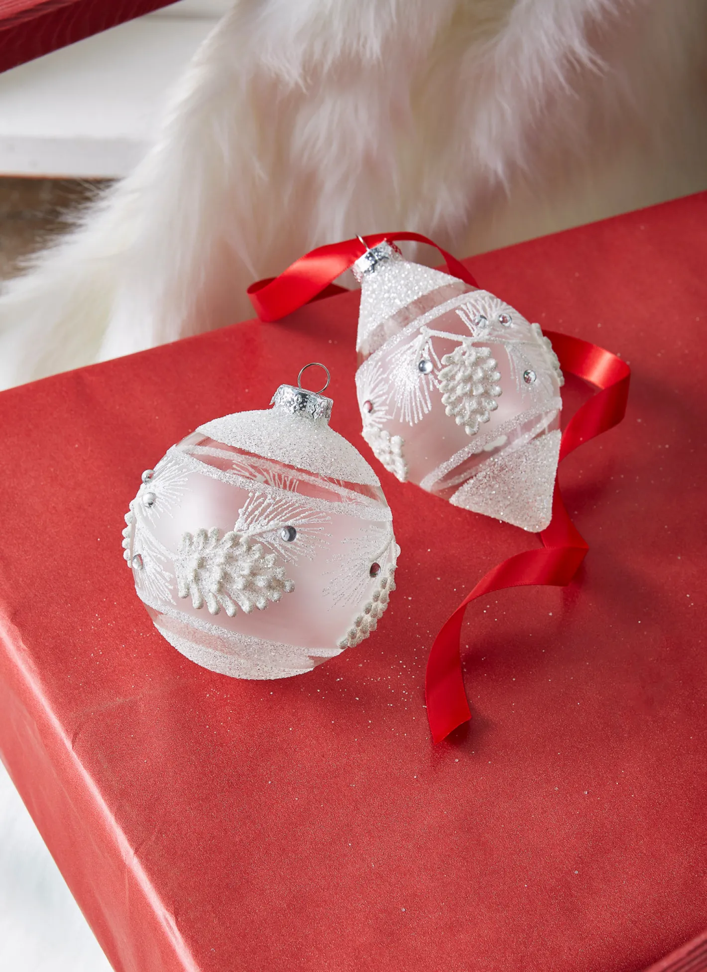 Raz Imports Raz 4" White Textured Pinecone Glass Christmas Ornament 4324587 Best