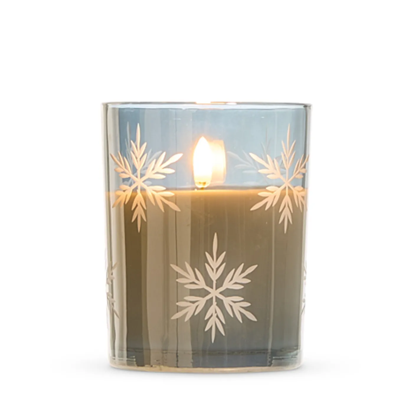 Raz Imports Raz 4" x 5" Smoke Grey, Gold, or Red Glass Snowflake Flameless Candle Best