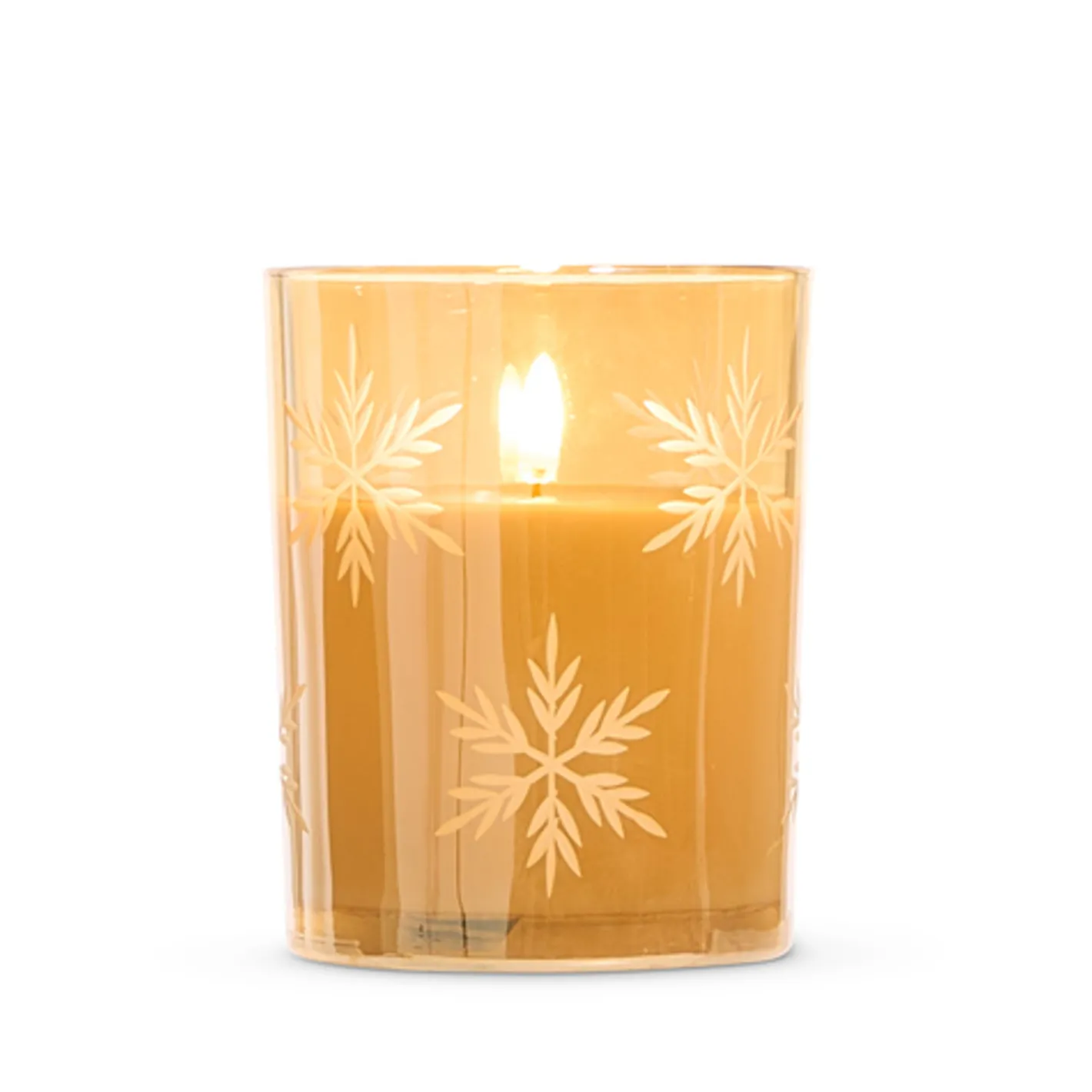 Raz Imports Raz 4" x 5" Smoke Grey, Gold, or Red Glass Snowflake Flameless Candle Best