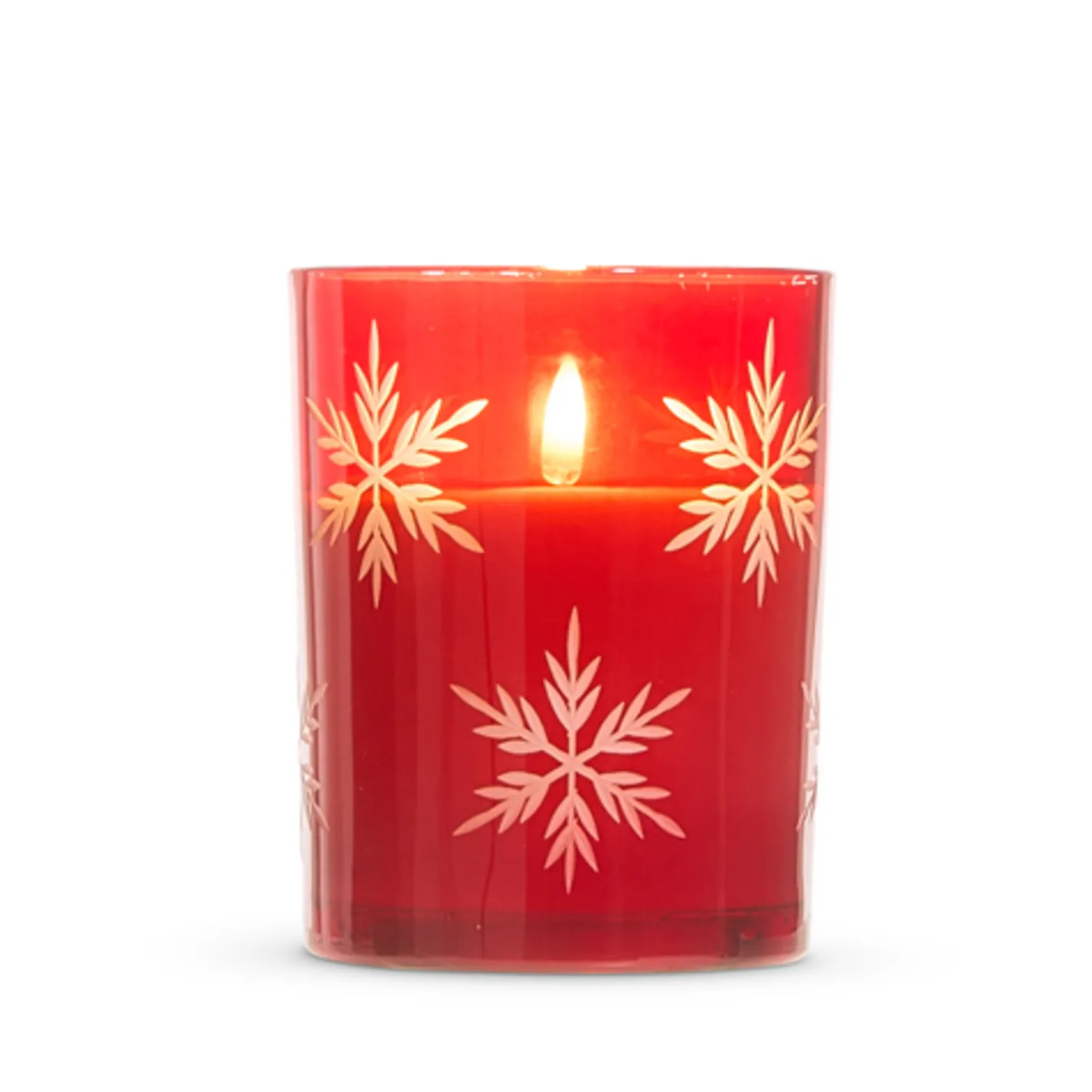 Raz Imports Raz 4" x 5" Smoke Grey, Gold, or Red Glass Snowflake Flameless Candle Best