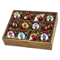 Raz Imports Raz Box of 12 3.25" Bright Vintage Glass Christmas Ornaments 4120894 Outlet