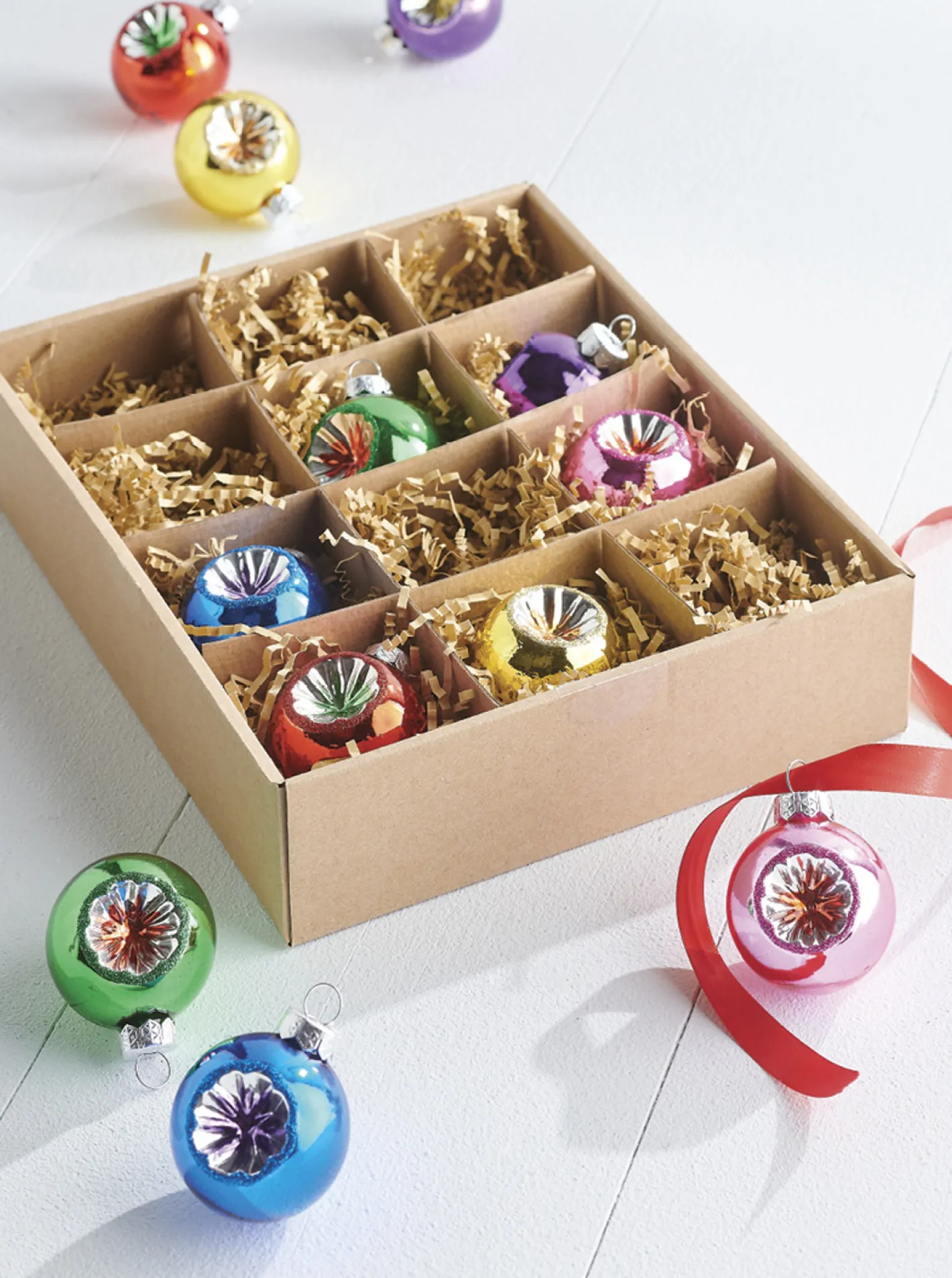 Raz Imports Raz Box of 2" Vintage Reflector Glass Christmas Ornament 4220974 Best