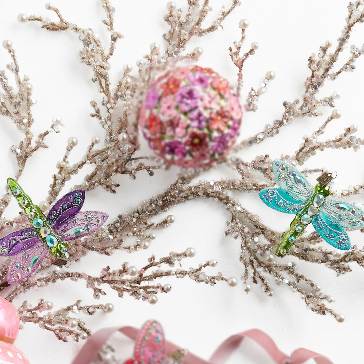 Raz Imports Raz Eric Cortina 4.5" Blue or Green Fantasy Dragonfly Glass Christmas Ornament Sale